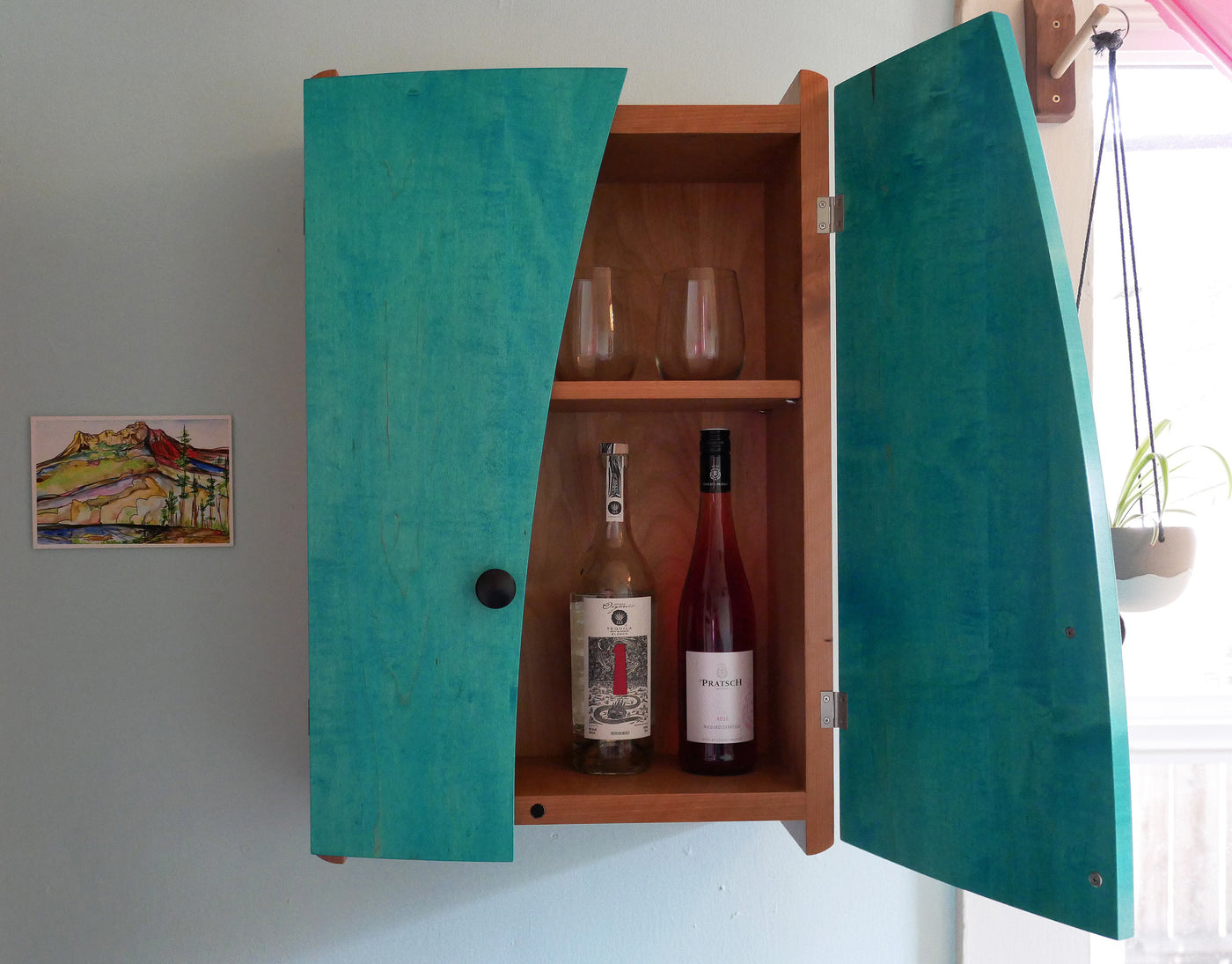 Blue Liquor Cabinet