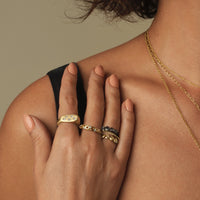 18K Yellow Gold on middle finger