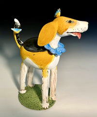 Beagle with Bluebird