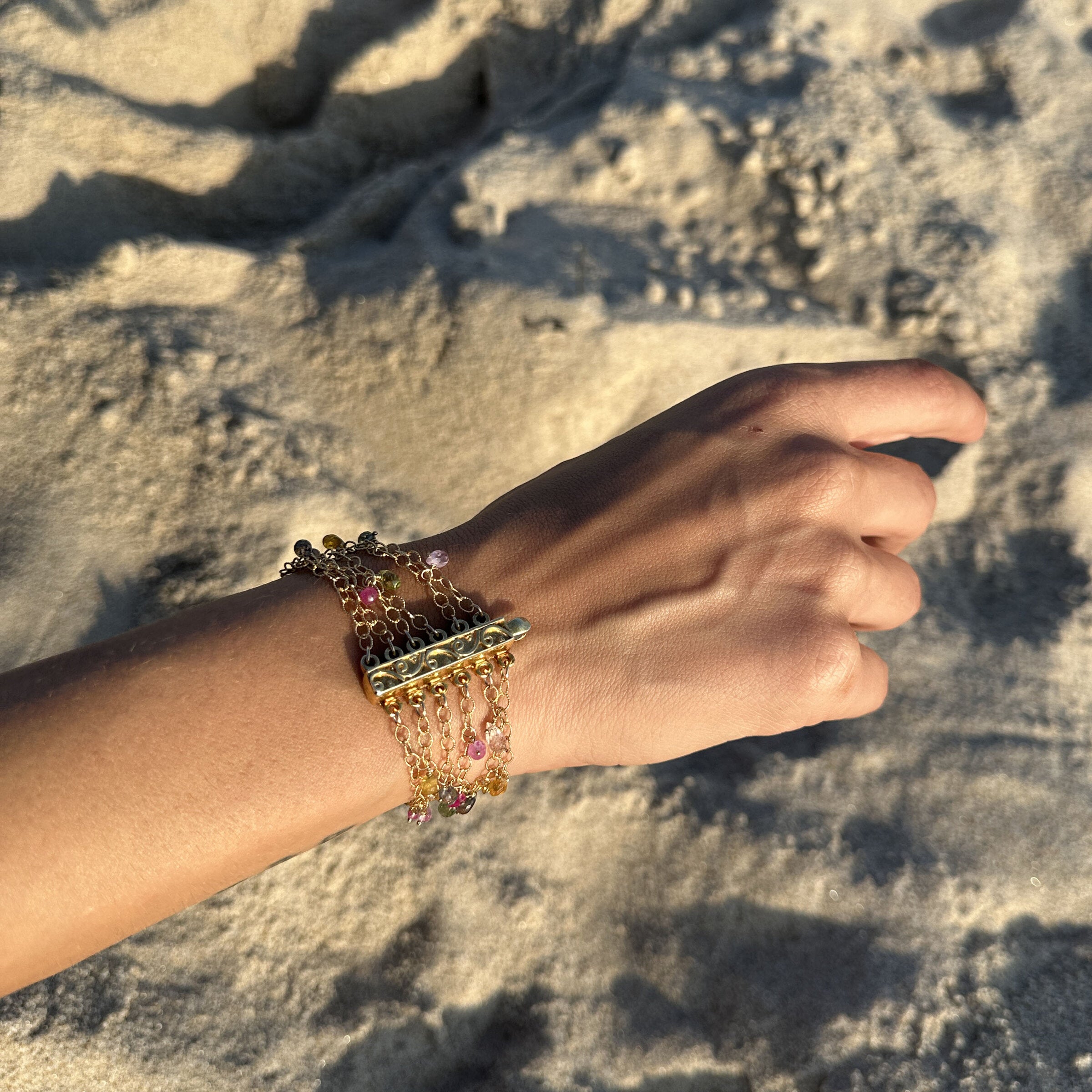 Gold Mesh & Sapphire Bracelet