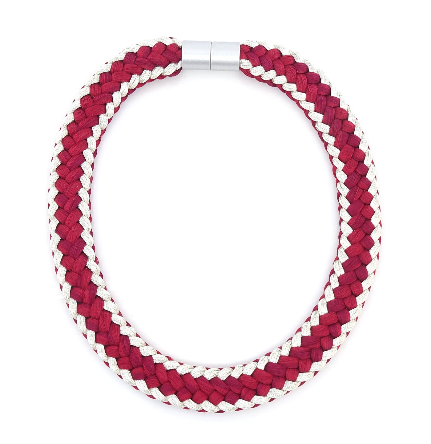 Bright Silver and Cherry Red Necklace