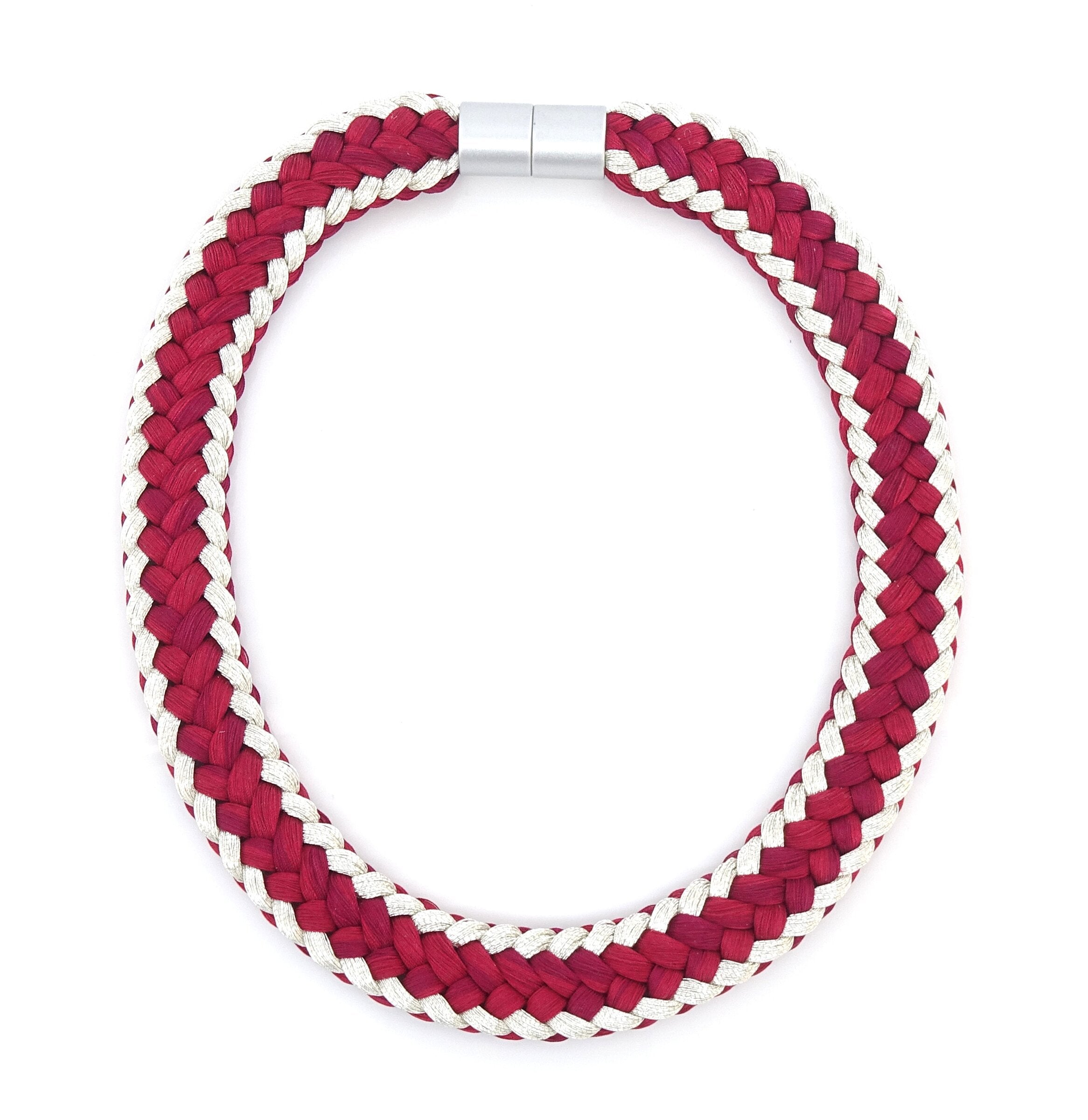 Bright Silver and Cherry Red Necklace