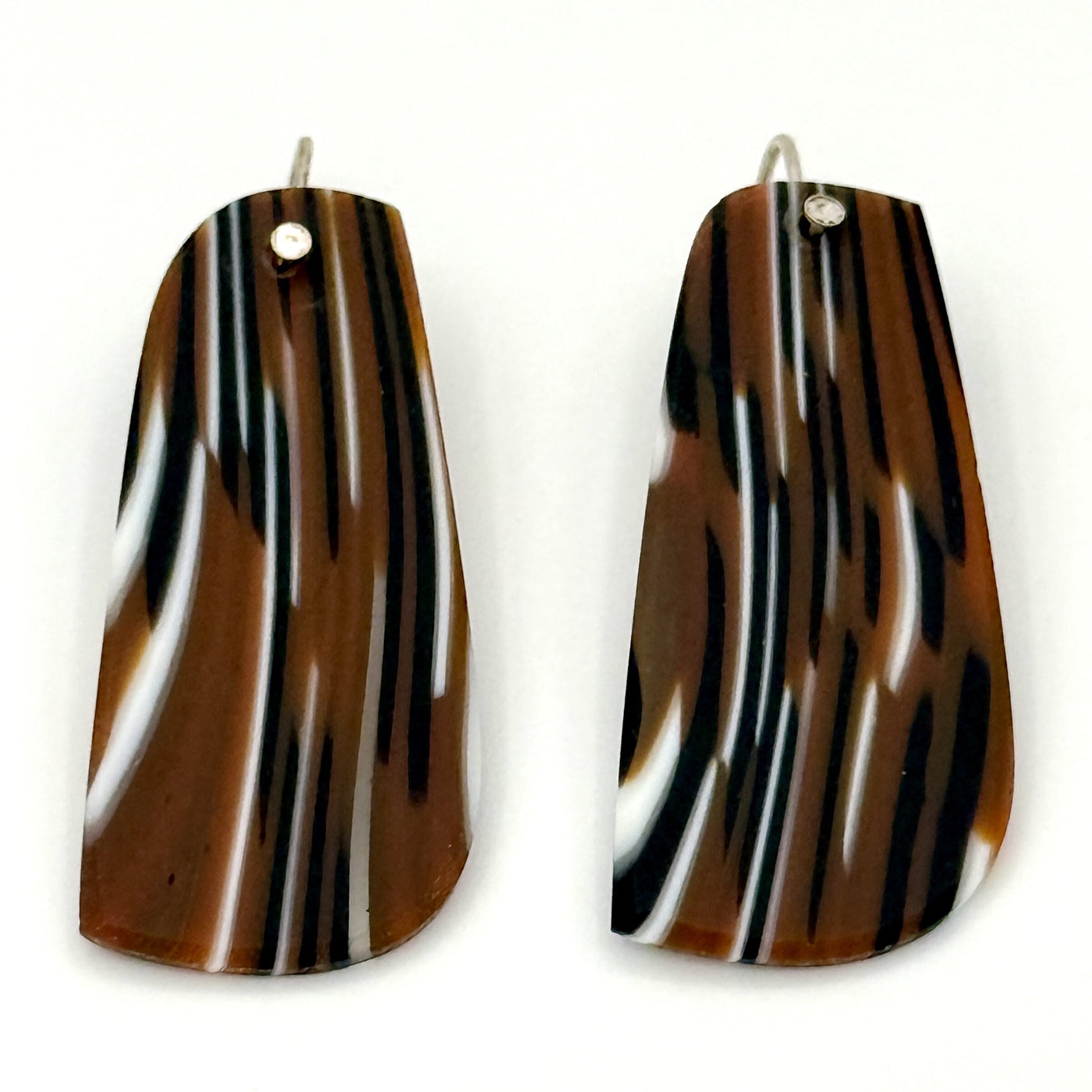 Brown, White & Black Striped Earrings