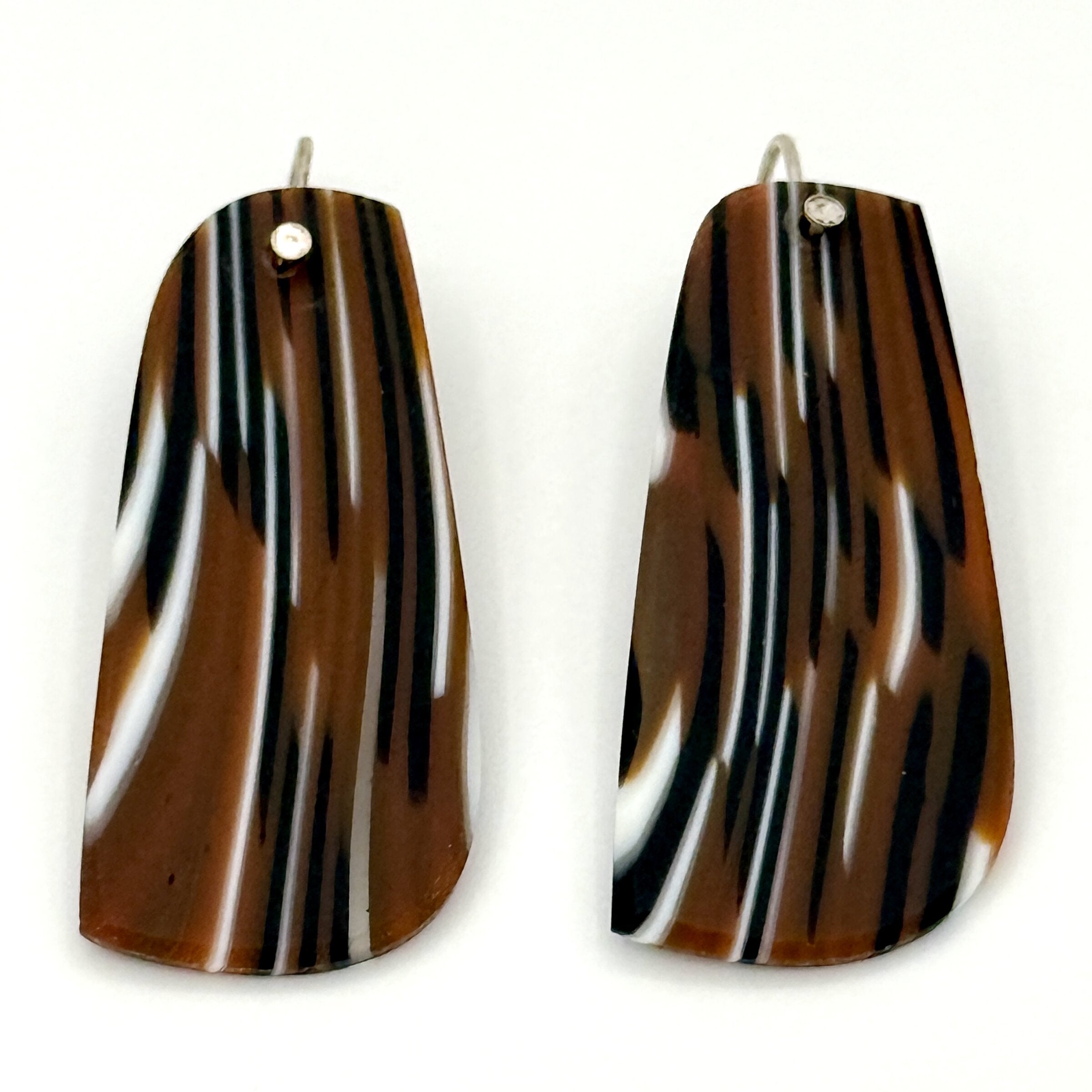 Brown, White & Black Striped Earrings