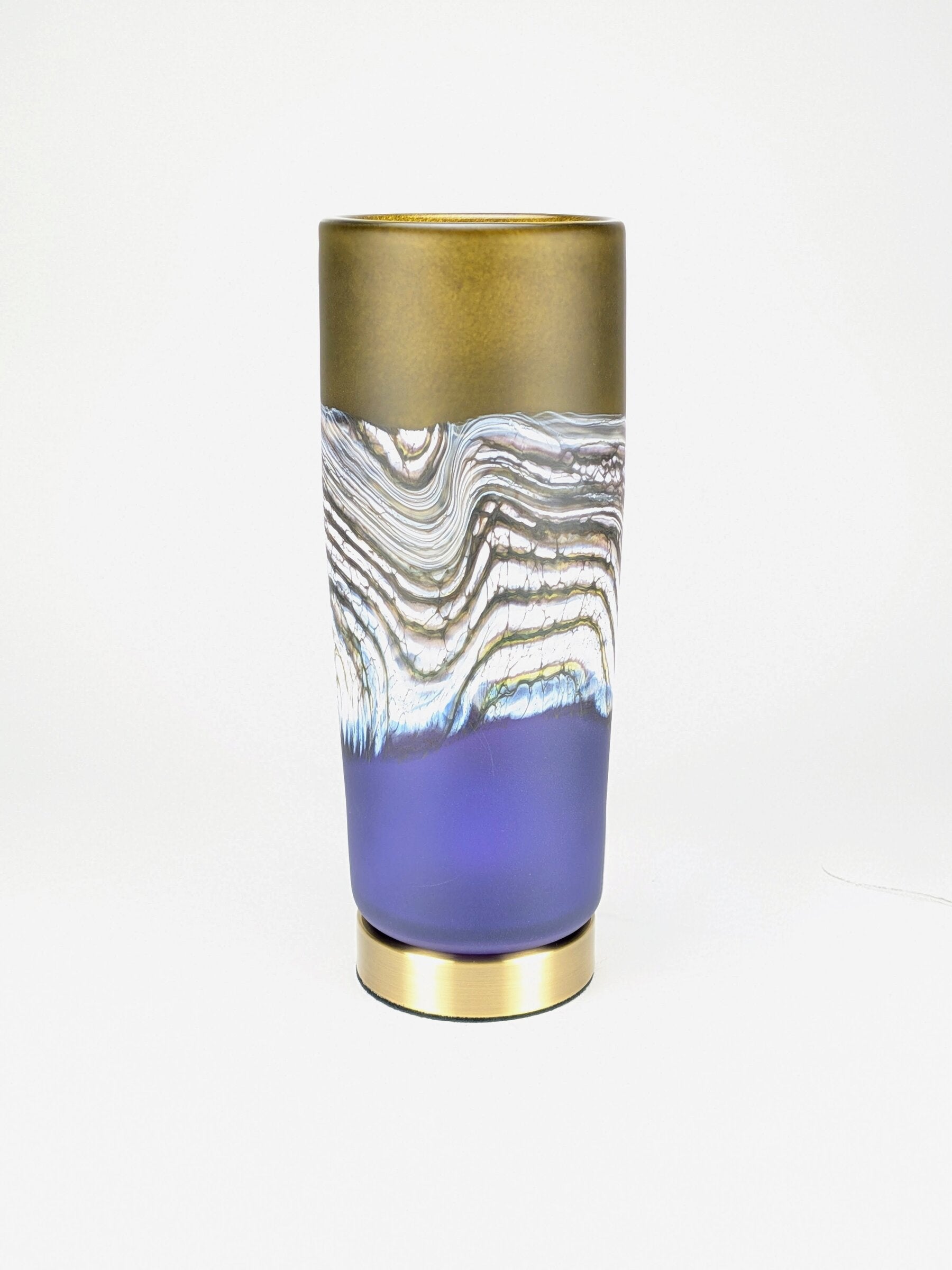 Satin Agate Pillar Lamp in Lime and Amethyst