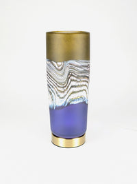 Satin Agate Pillar Lamp in Lime and Amethyst