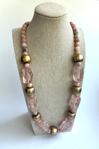 Opal Stone & Matte Gold Necklace