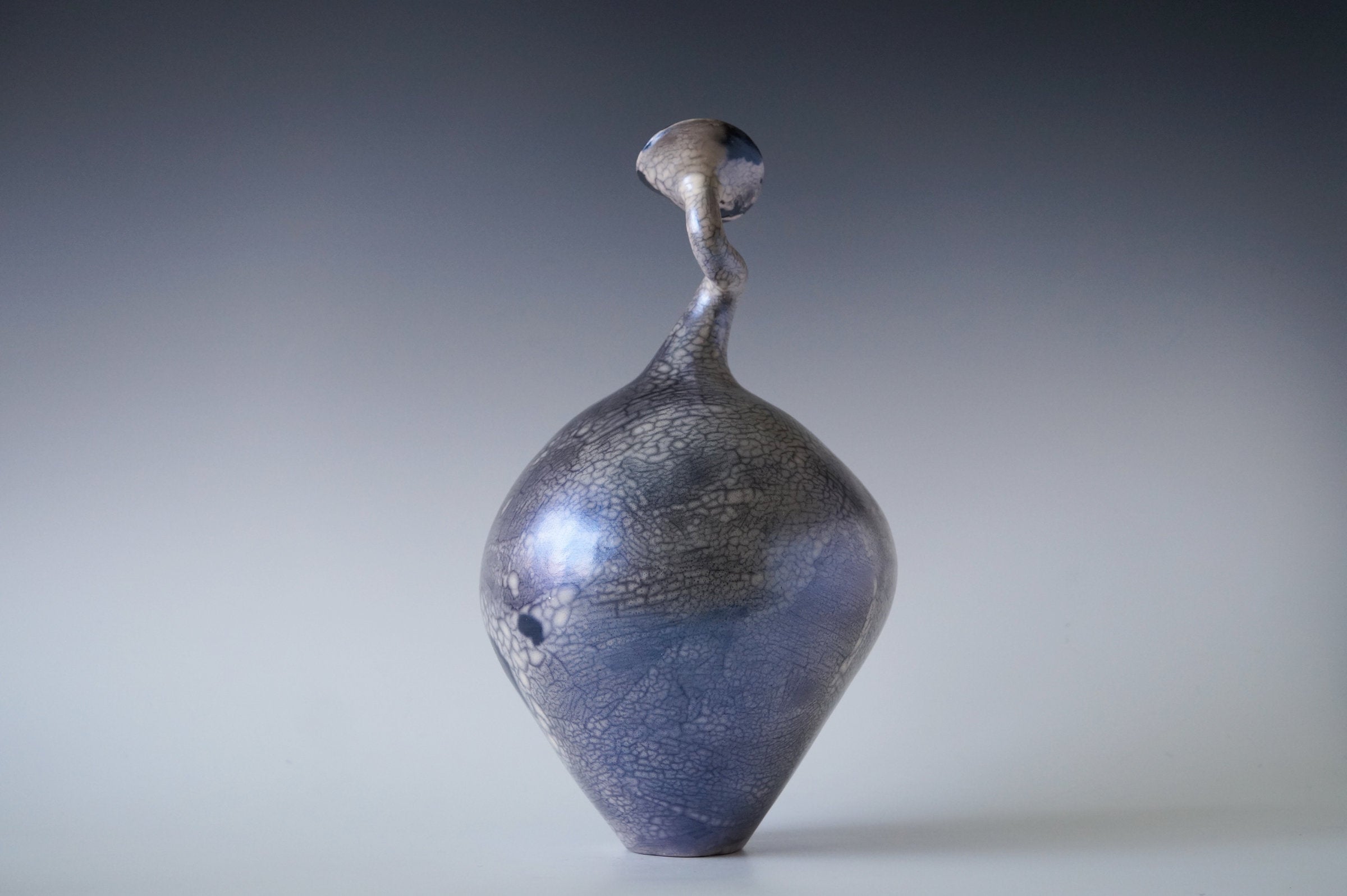 Nerida Coil Blue Iridescent Raku Vessel