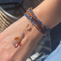 Sapphire, Tanzanite and Hessonite Necklace/Wrapped Bracelet