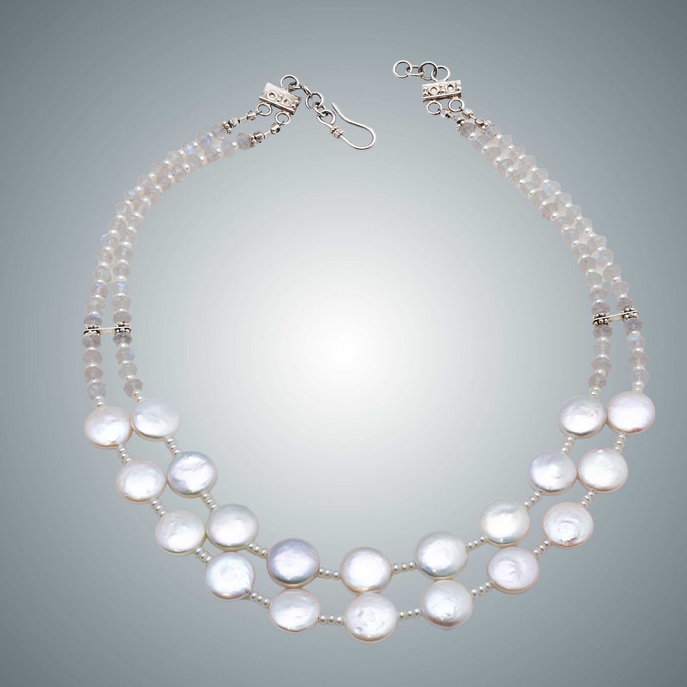 Coin Pearl and Sterling Silver Necklace