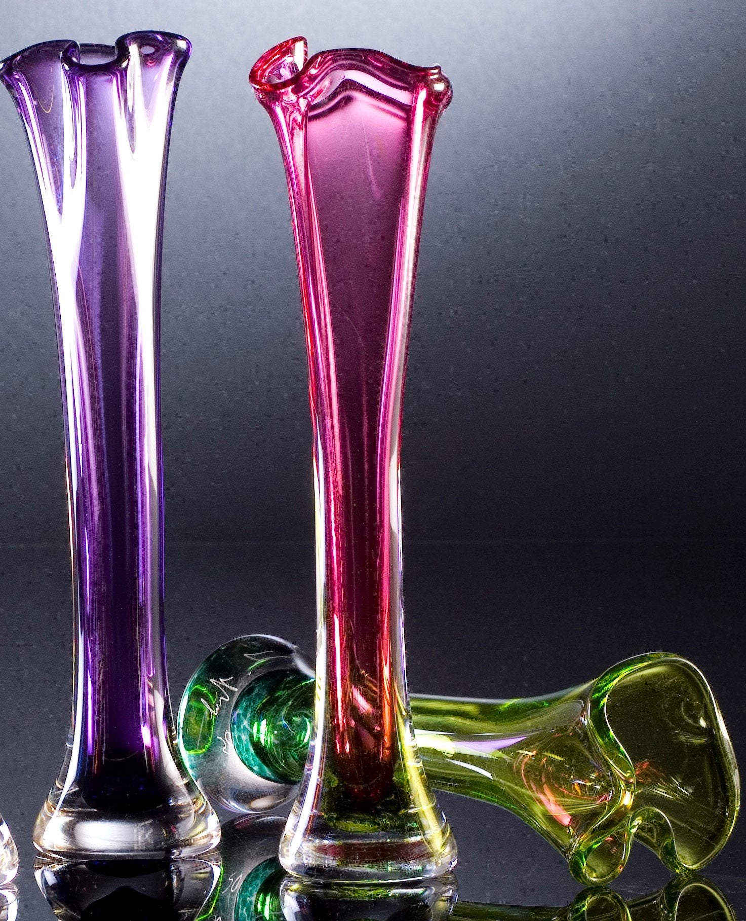 left to right: amethyst, ruby, lime