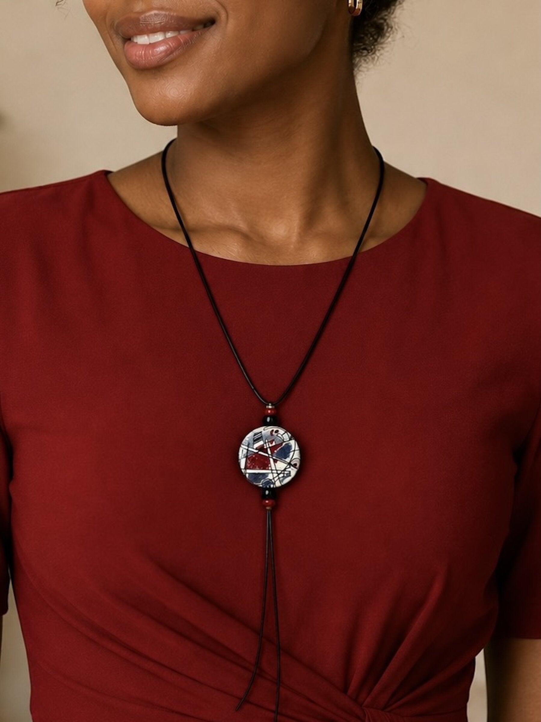 Kandinsky Reversible Silk Art Pendant