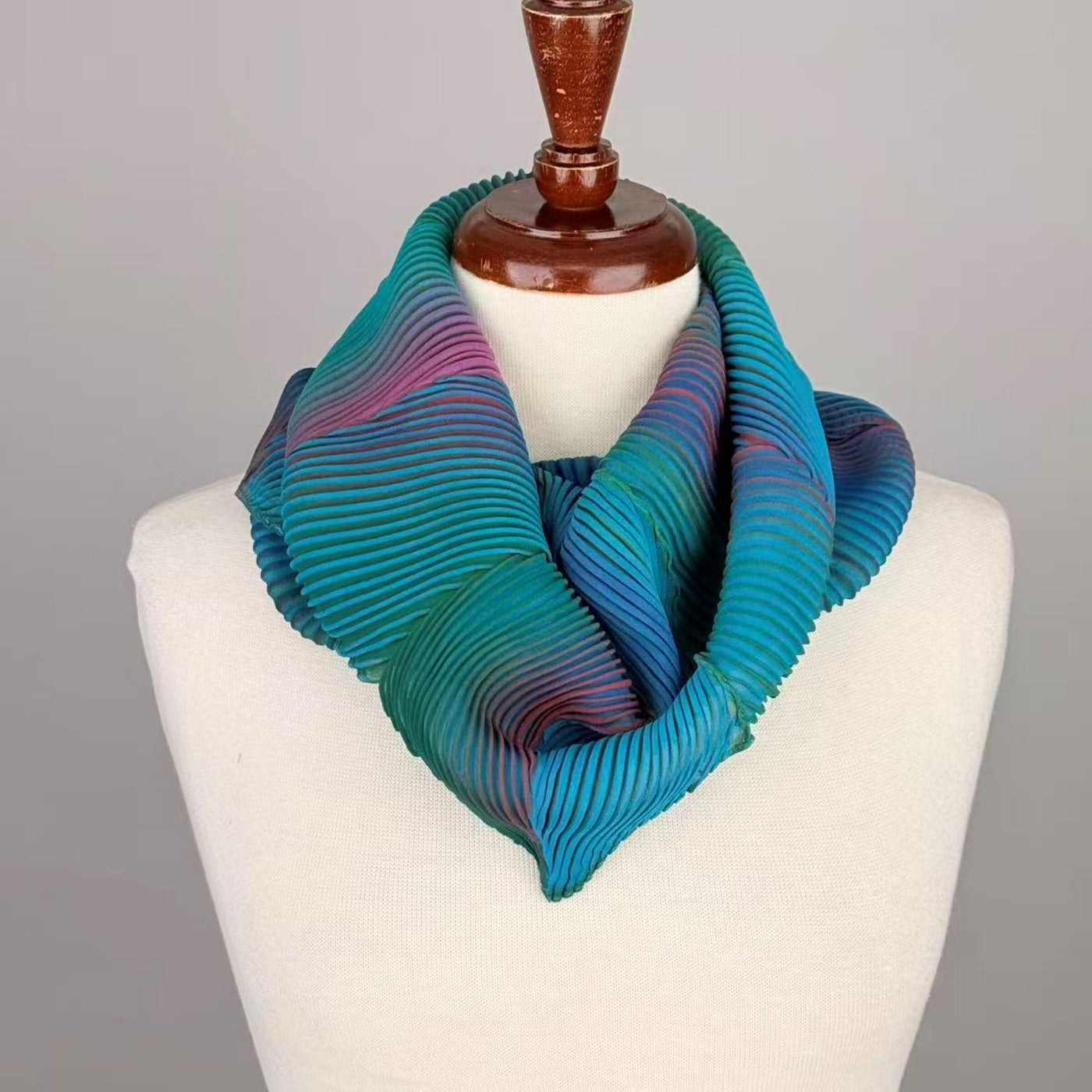 Pleated Silk Loop Scarf