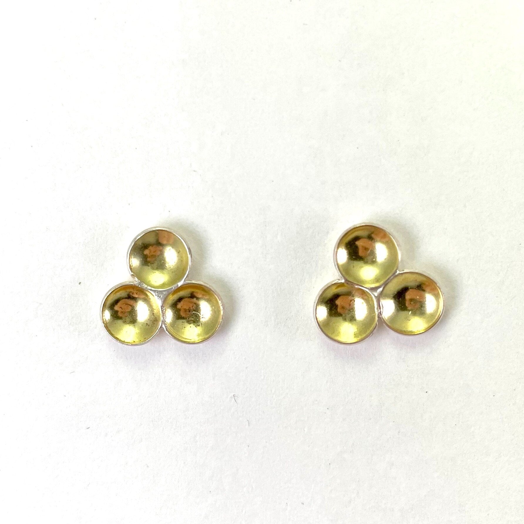Triple Gold Stud Earrings