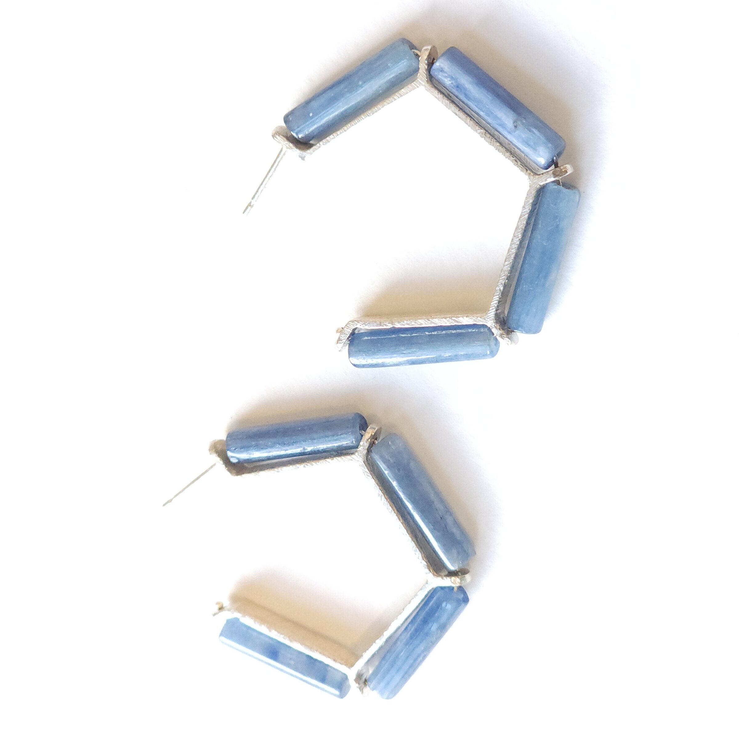 Kyanite Angled Hoop Earrings