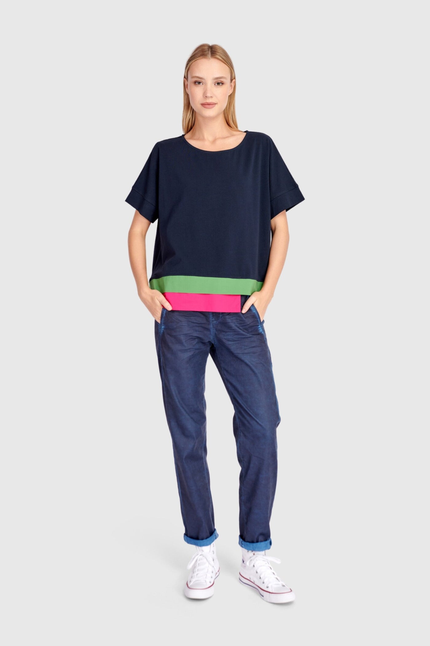 Washed Navy Ventura Drawstring Pant