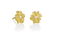 Carved Flower Diamond Earrings