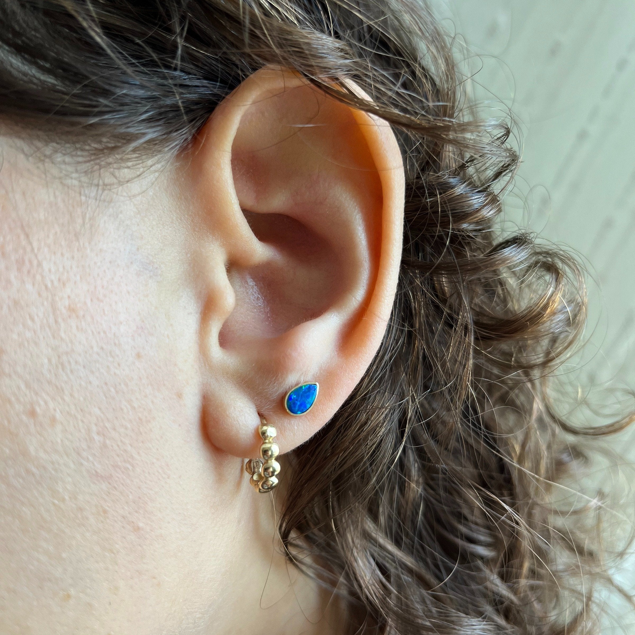 Gold Beaded Huggie Earrings