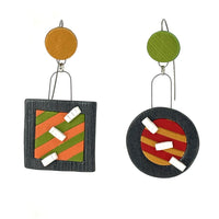 Fishhook Circle Square Earrings