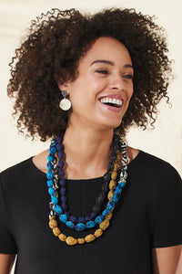 Shown with Tie-Beads Long Necklace in Topkapi Blue by Mieko Mintz