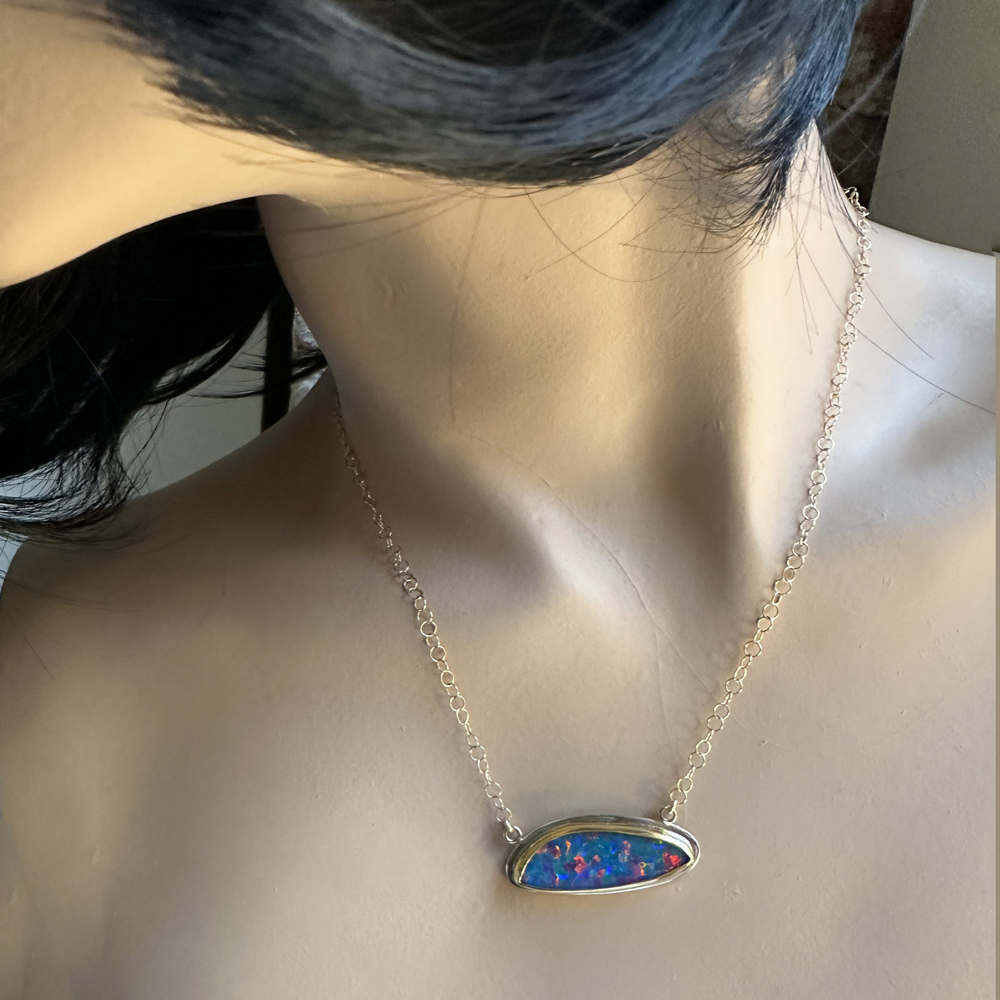 Red Boulder Opal Gold Necklace