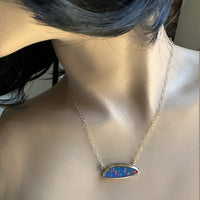 Red Boulder Opal Gold Necklace