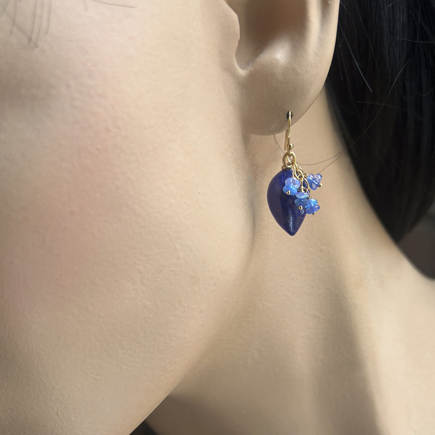 Lapis & Blue Opal Drop Earrings