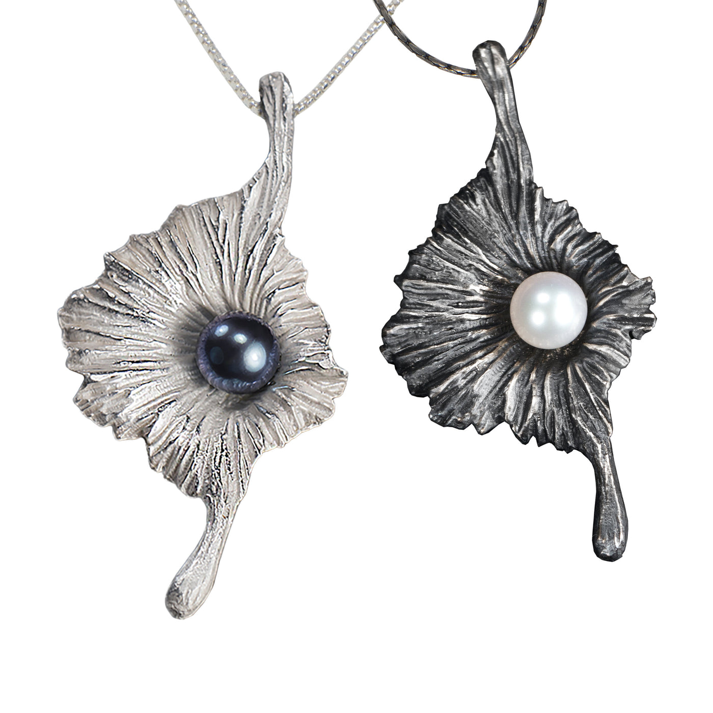 Black Pearl & Bright Silver (left) and White Pearl & Oxidized Silver (right)
