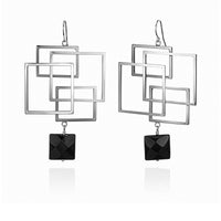 Black Onyx Square Earrings