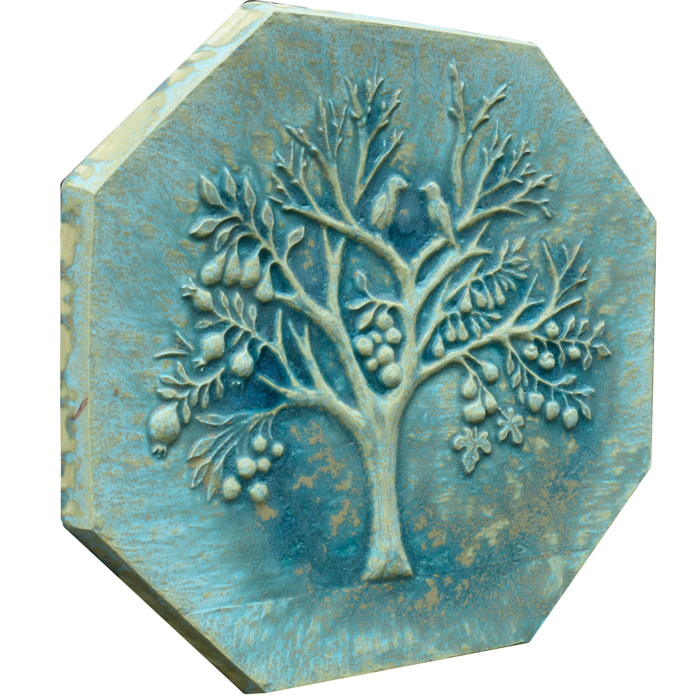 Magic Fruit Tree Ceramic Octagon in Aqua Stone Matte