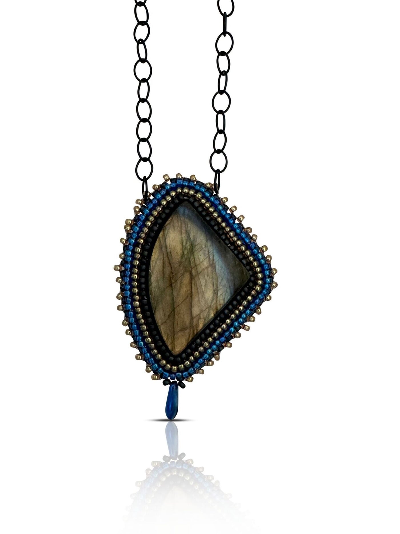 Gold and Blue Labradorite Pendant