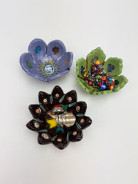 Mini Flower Bowl Set in Black, Purple and Green