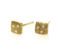 Square Gold and Diamond Studs