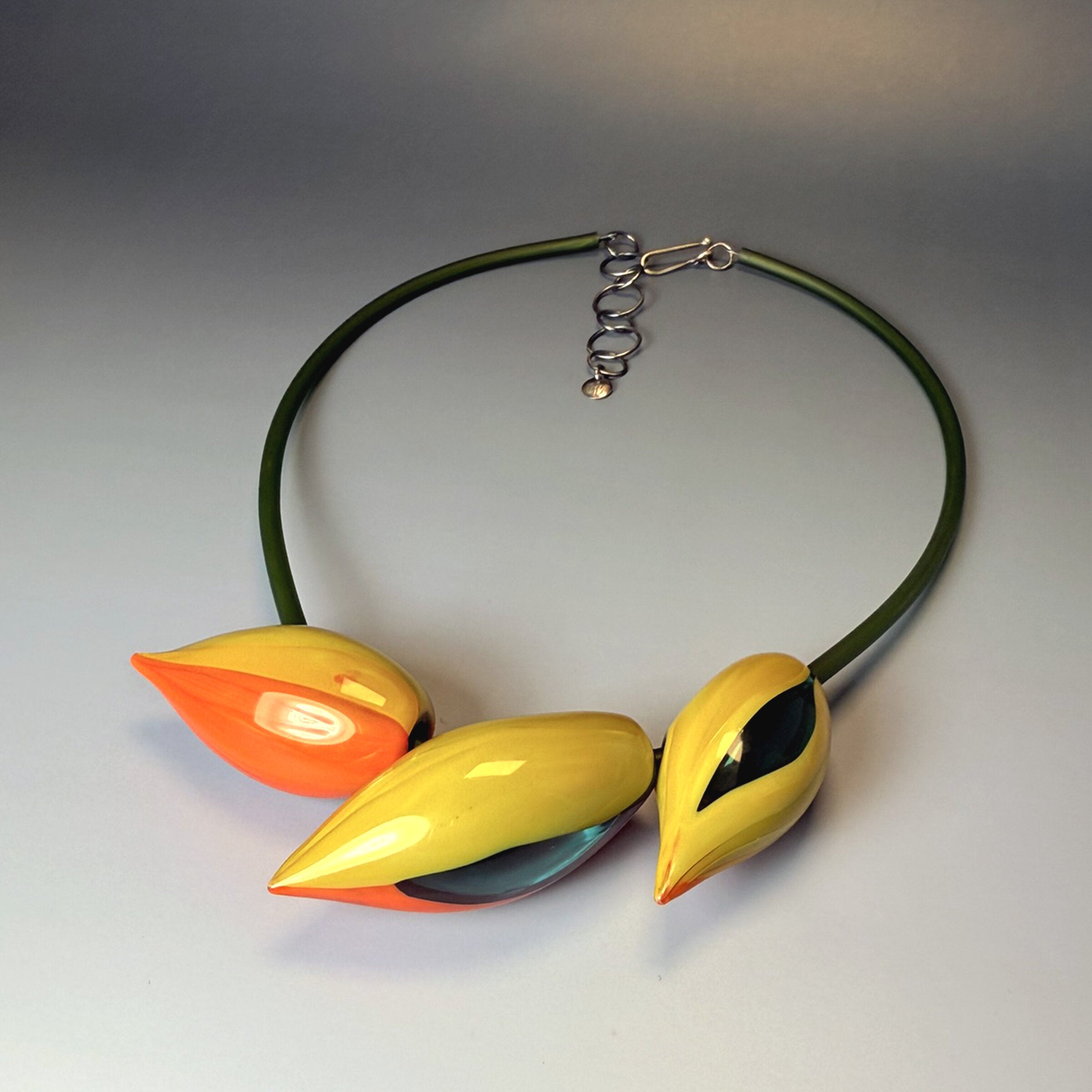 Orange and Pistachio Buds Necklace
