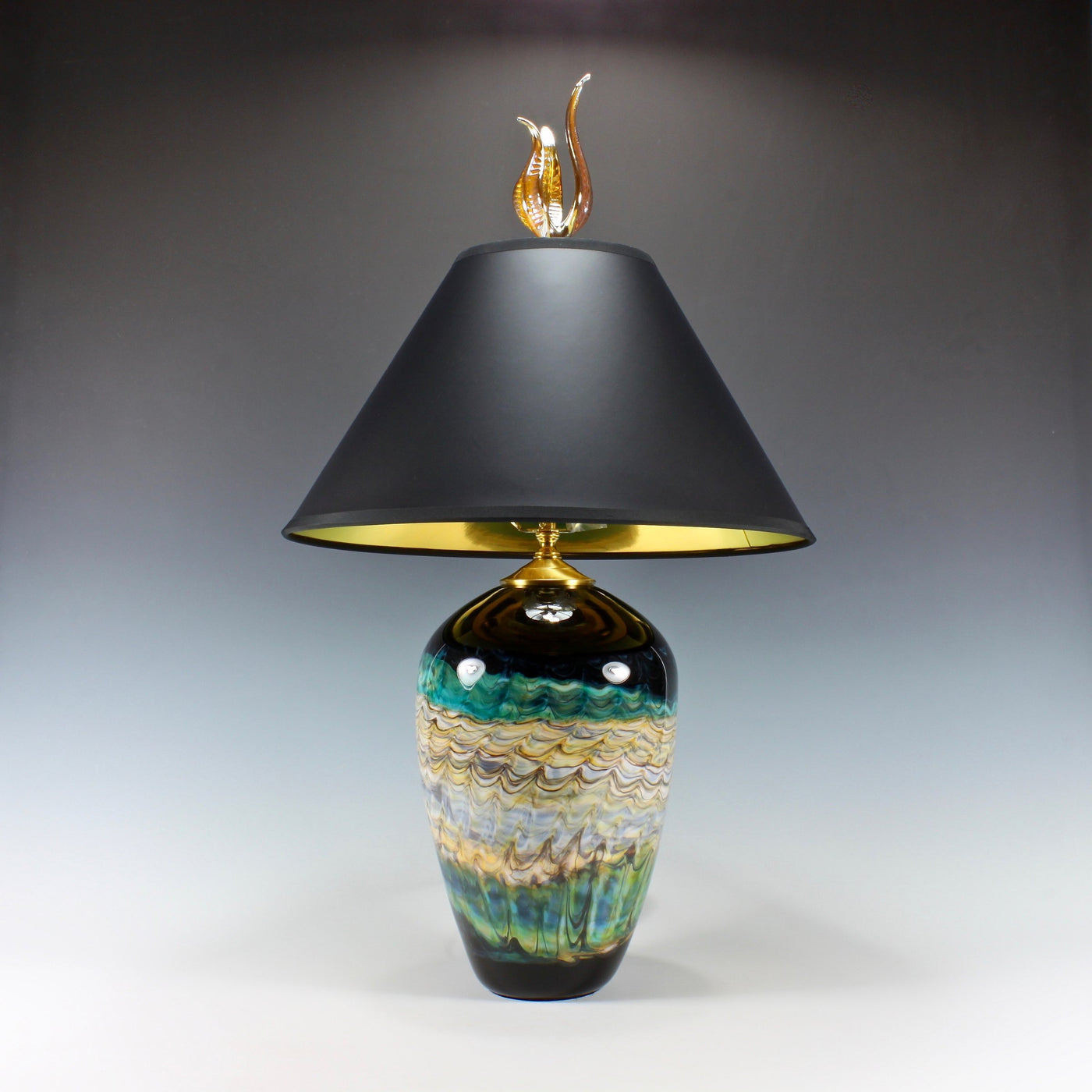 Black Opal Table Lamp with Tulip Finial