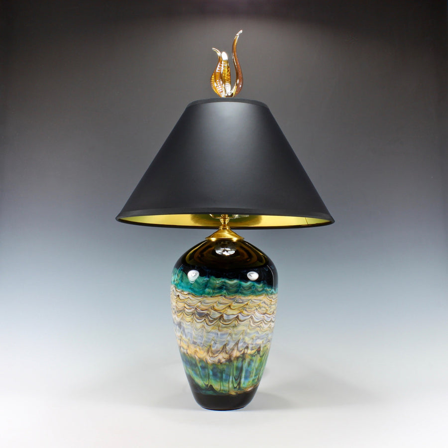 Black Opal Table Lamp with Tulip Finial