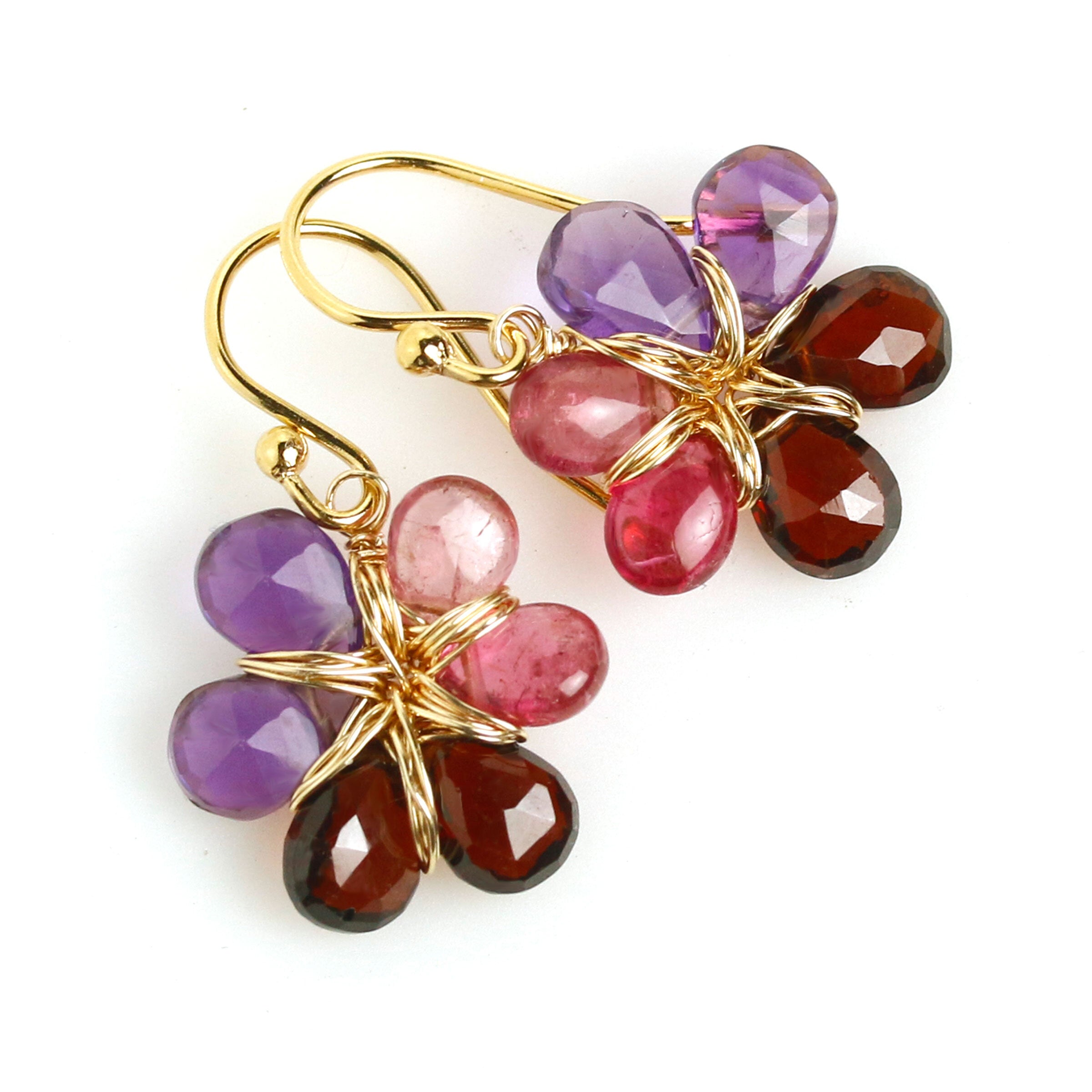 Jewel Toned Flower Earrings