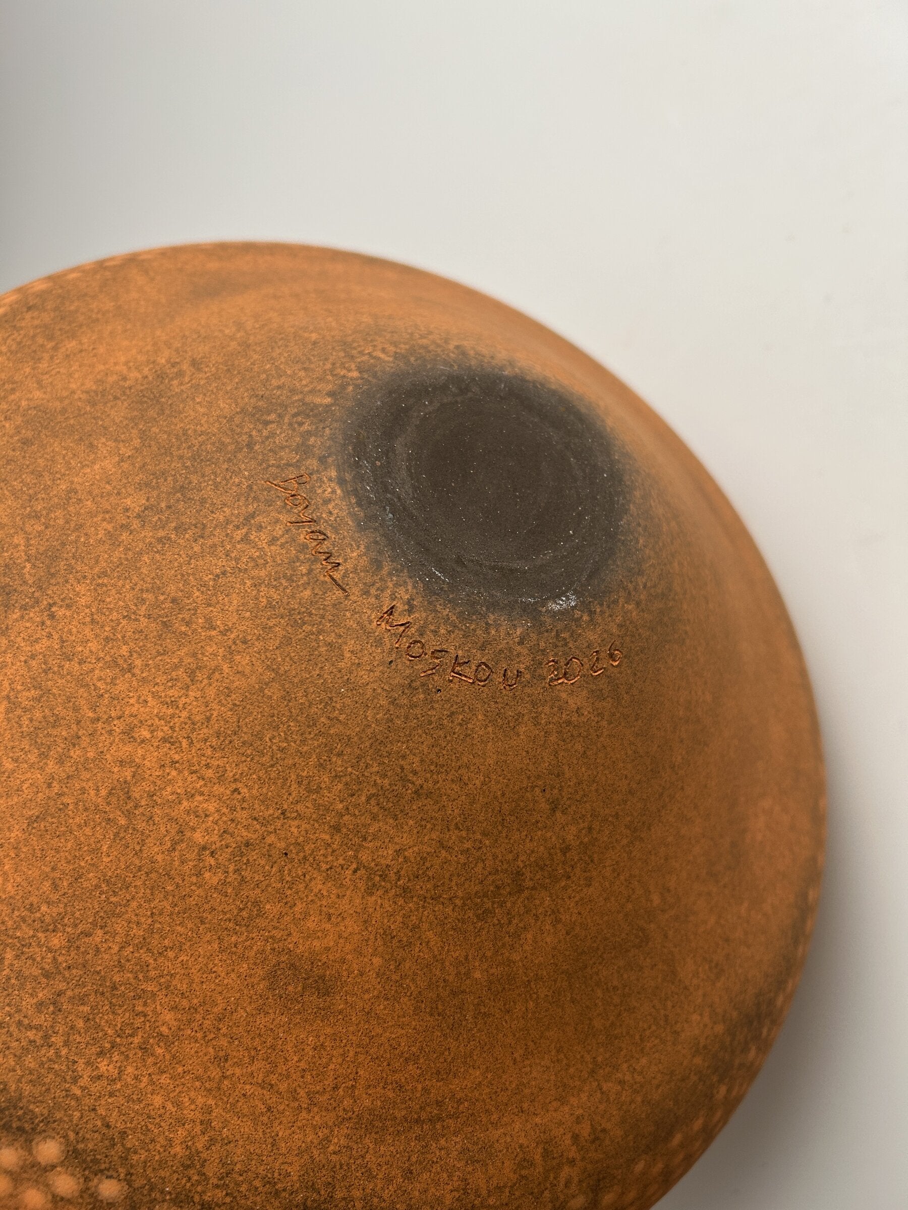 Orange and Teal Dot Vessel
