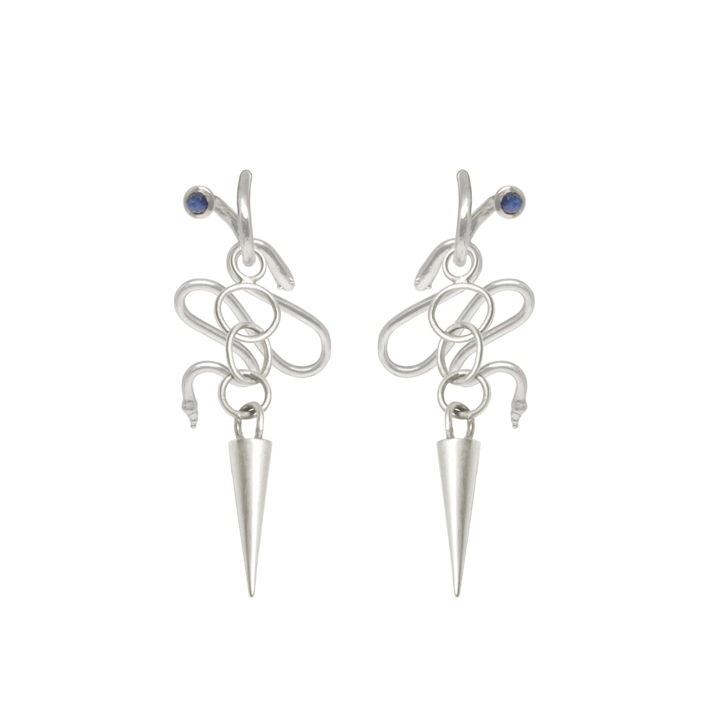 Sterling Silver Earrings, Sterling Silver Snake and Spike Charms