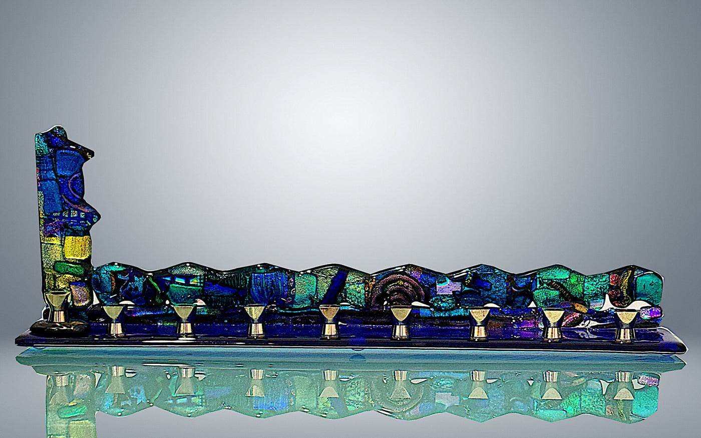 Blue Wave Dichroic Menorah