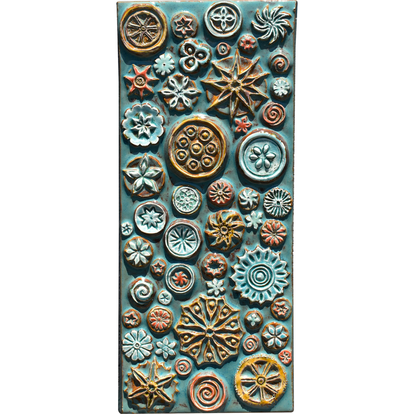 Mosaic of Circles Tile in Antique Teal, Orange and Yellow