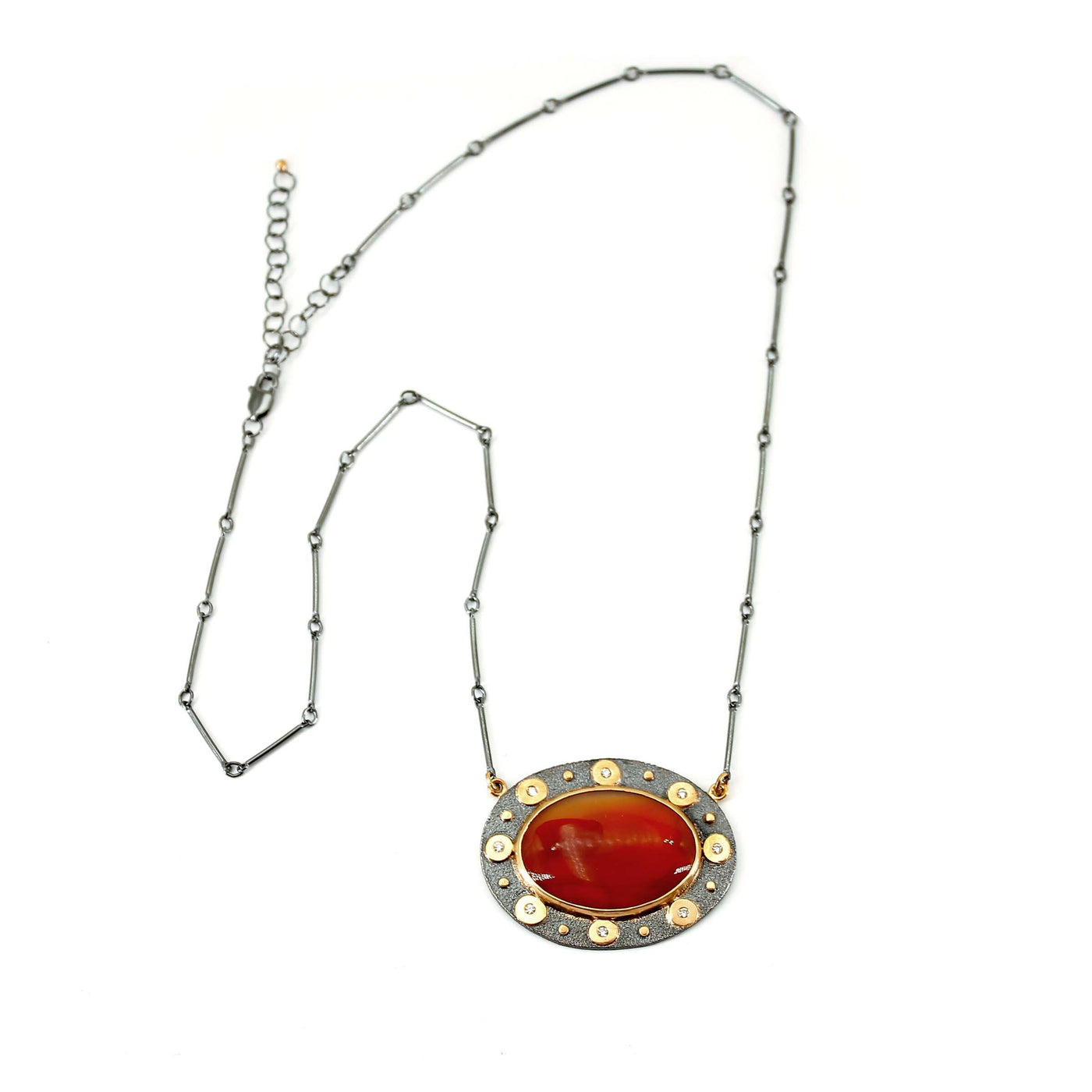 Carnelian & Diamond Pendant