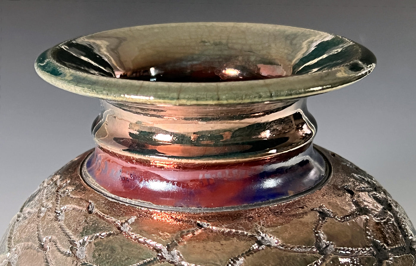 Raku Copper Pineapple Vase