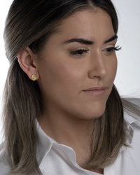 Carved Flower Diamond Earrings