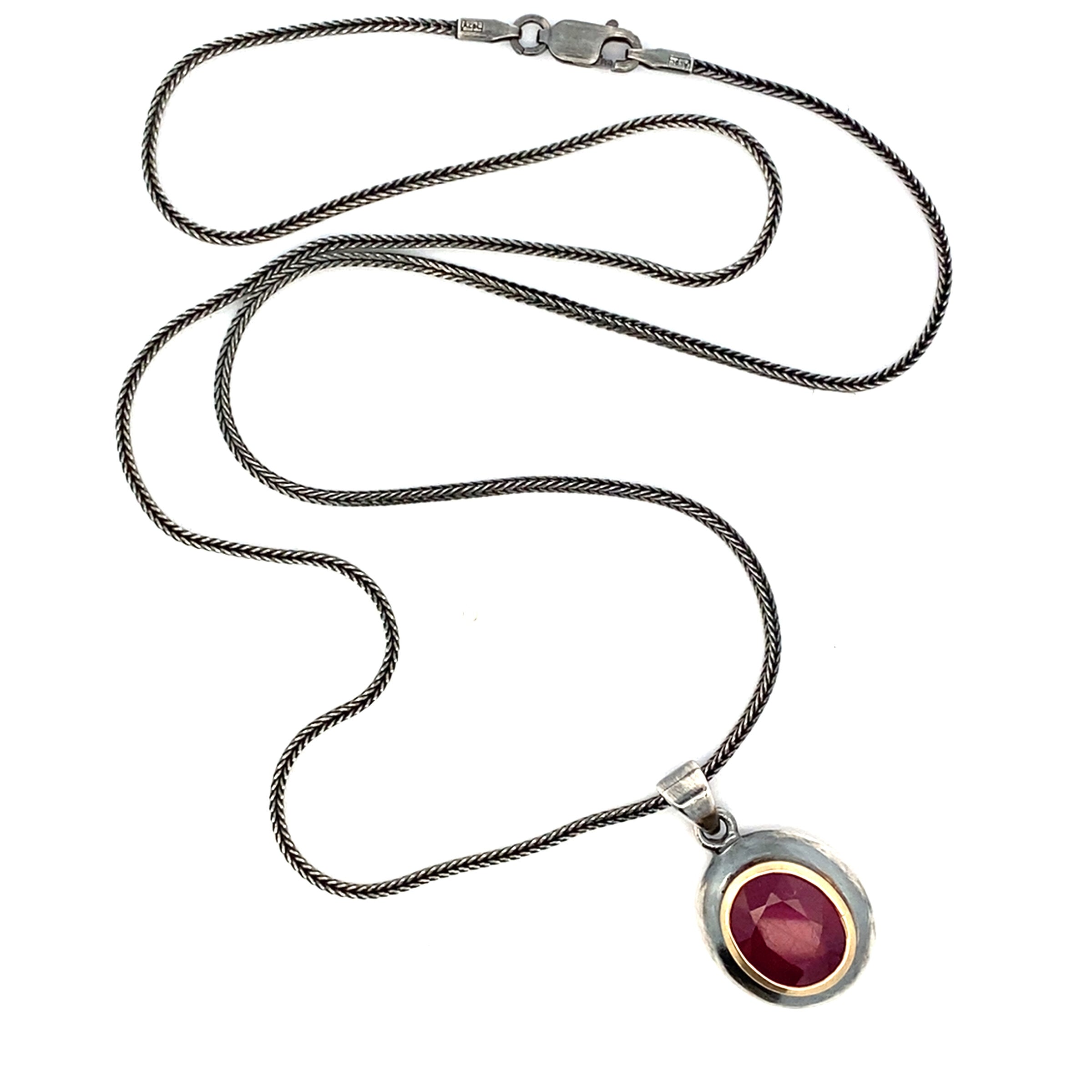 Ruby, Silver & Gold Pendant III