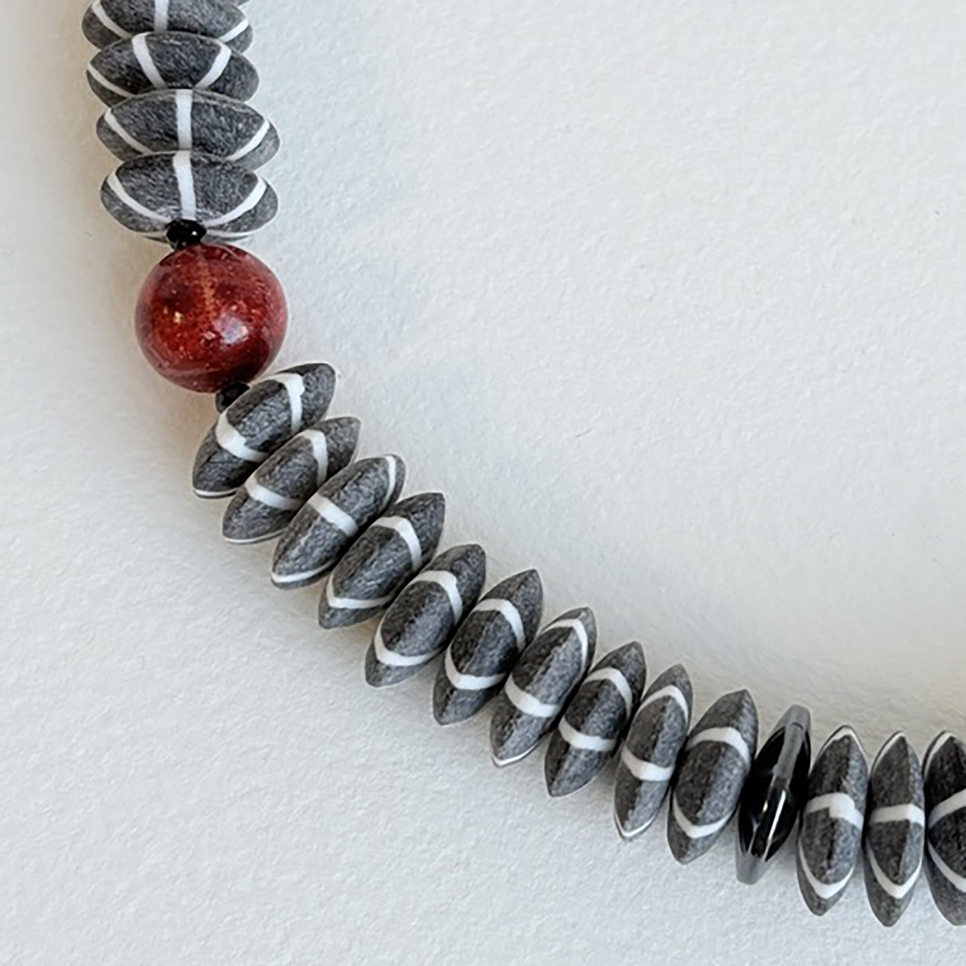 Buffalo Horn, Sponge Coral & Hematite Necklace