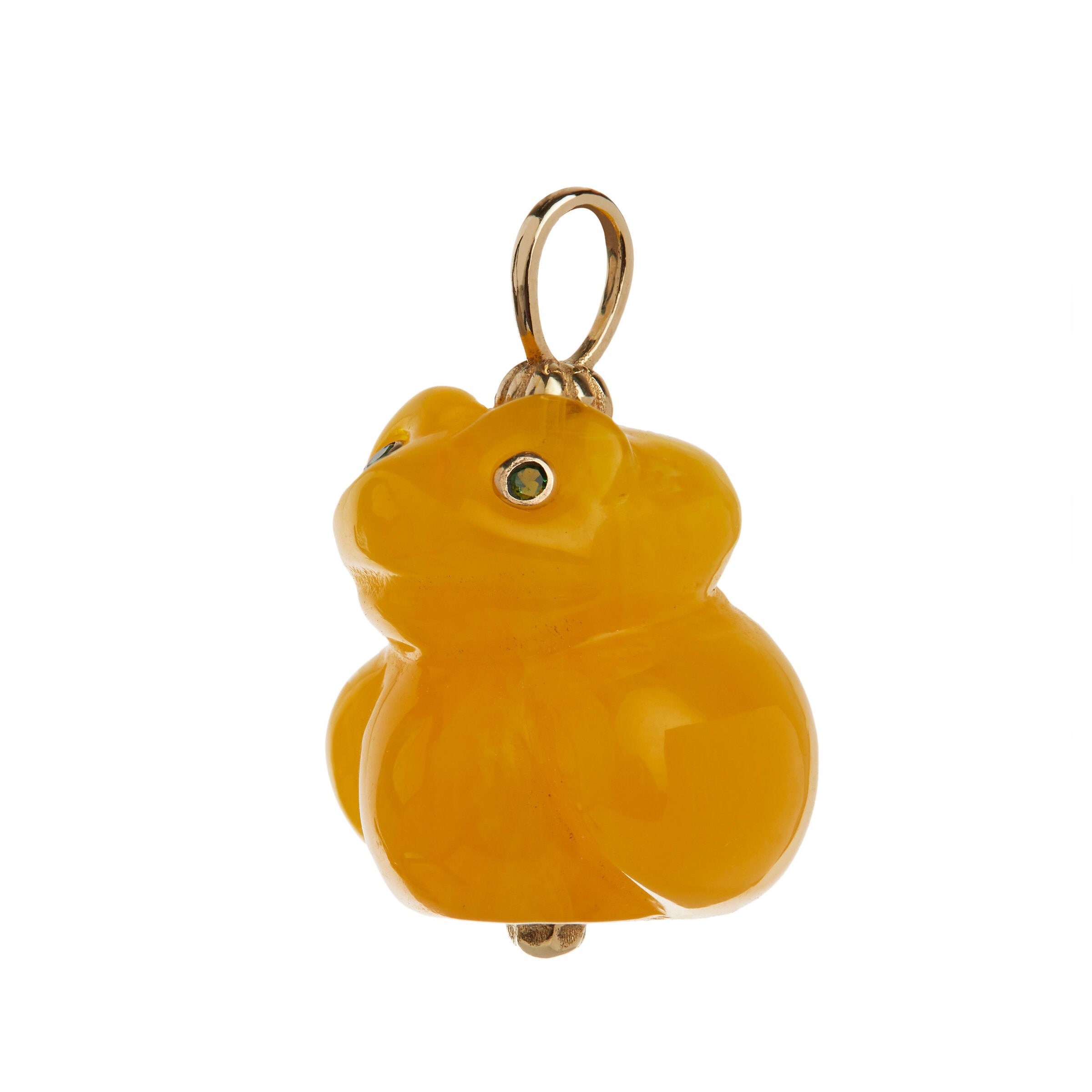 Carved Amber Frog Pendant