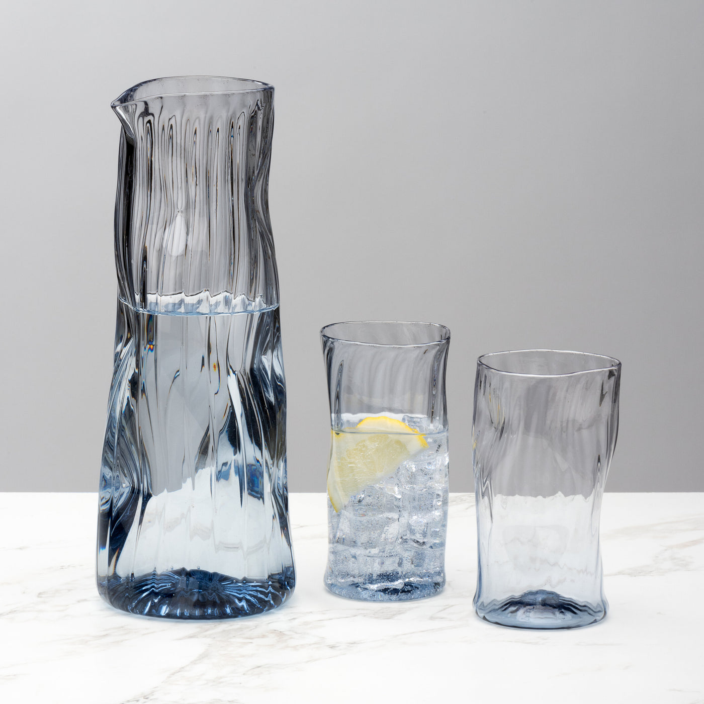 Glacier Blue Pitcher and Set of Two Cups