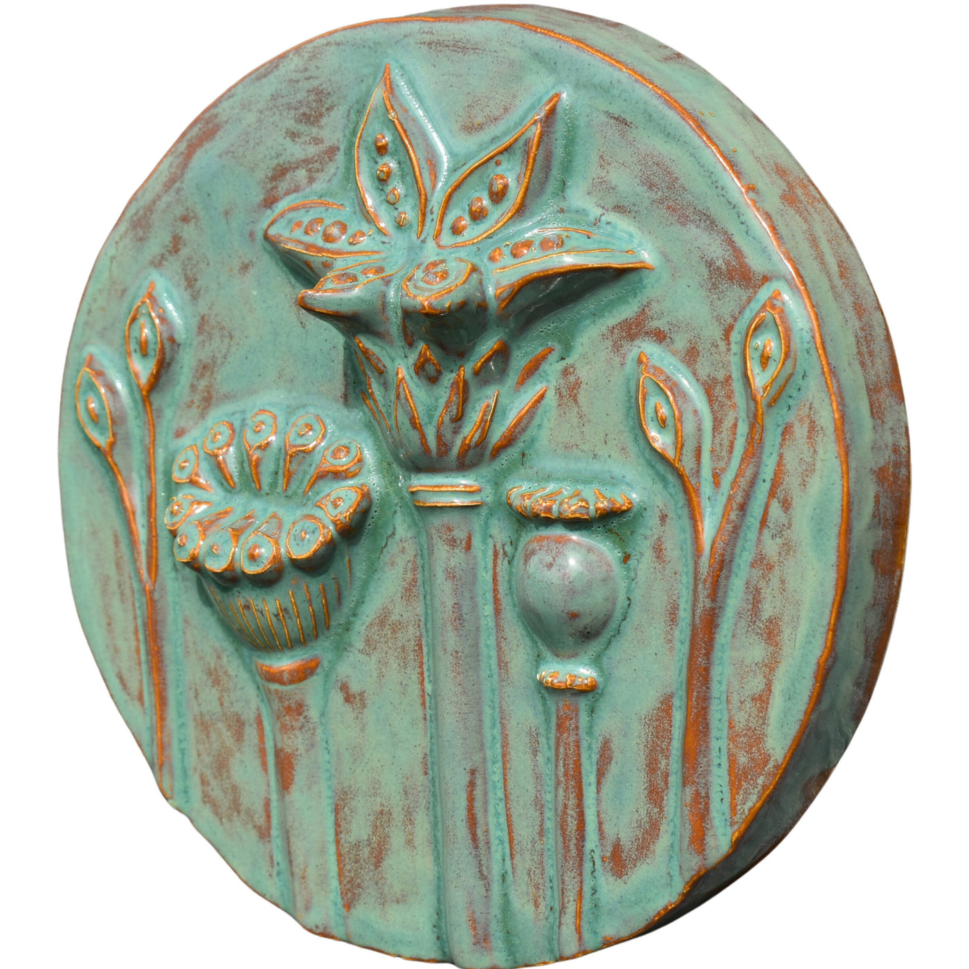 Circle of Poppies Tile in Turtle Shell