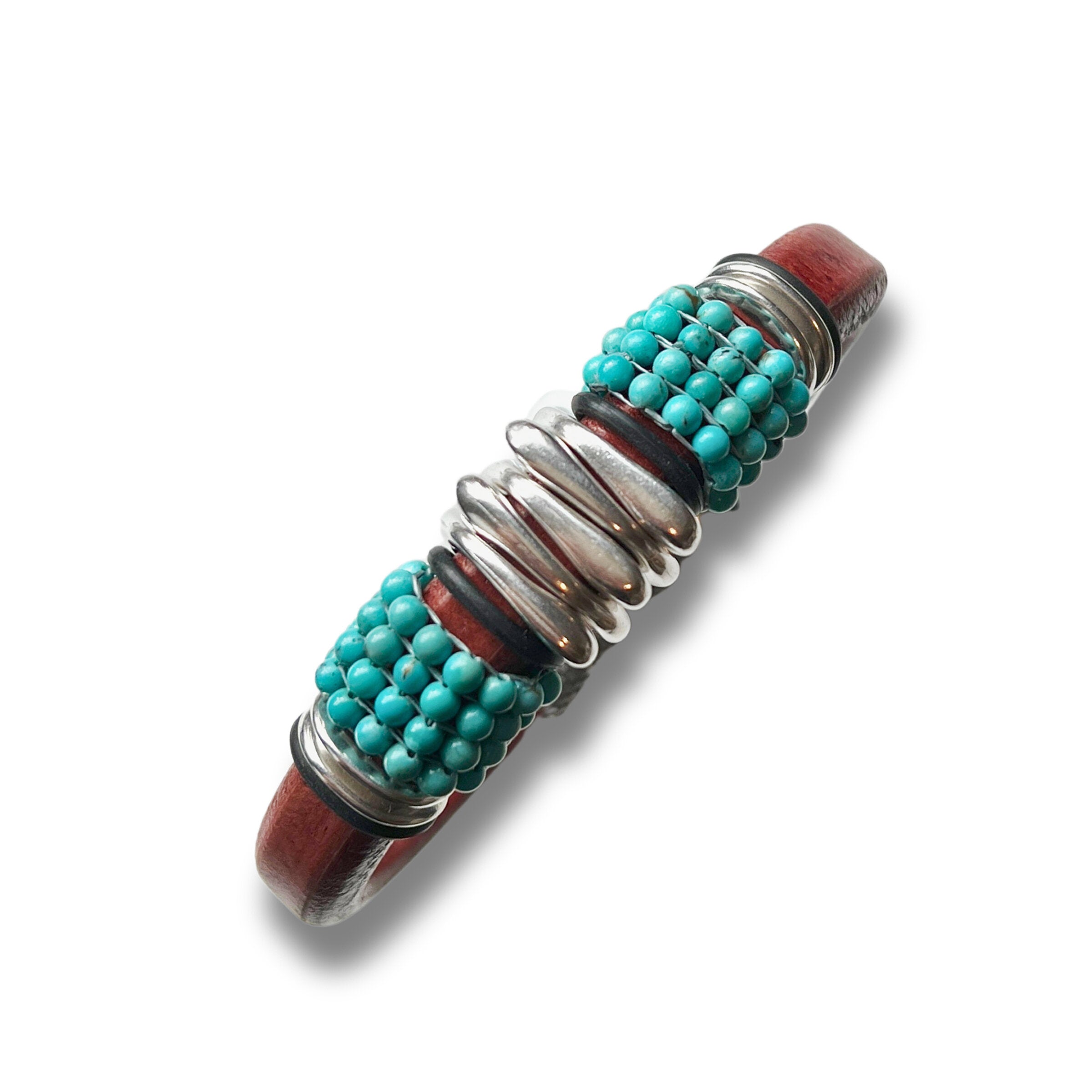 Kingman Turquoise Leather Bracelet
